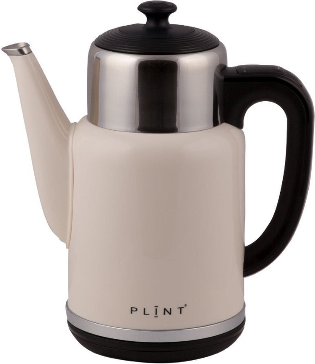 plint PLINT A/S original - CRÈME - Retro regelbare waterkoker met geïntegreerde warmhoudkan - inhoud 1,7 liter - Dubbelwandige waterkoker met temperatuurregeling - BPA vrij - temperatuur 60 75 90 en 100 graden - met warmhoudfunctie - model 2023