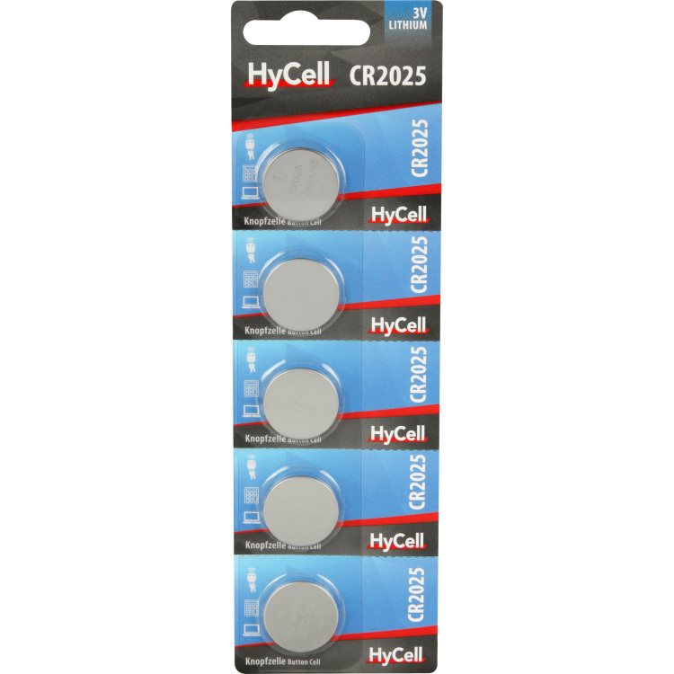 HyCell Hyce Lithium Knopfzellen CR2025 3V 5er batterij