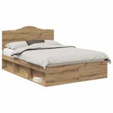 vidaXL - Bedframe - Ambachtelijk - Eiken - 140 x 190 cm - Massief grenenhout