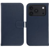Selencia Echt Leren Bookcase voor de Apple iPhone 18 Pro / 17 Pro - Blauw