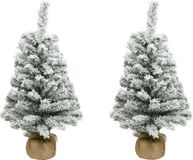 Merkloos / Sans marque Everlands Kunst Kerstboom - 2x stuks - H90 cm - Met Sneeuw - Kunstboom - Jute Zak - Imperial Snowy