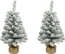 Merkloos / Sans marque Everlands Kunst Kerstboom - 2x stuks - H90 cm - Met Sneeuw - Kunstboom - Jute Zak - Imperial Snowy