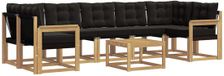 vidaXL - Salon d'angle - Acacia bois - Blanc et noir