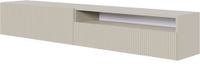 Selsey Zwevend TV Meubel 175 cm Taupe Grijs met Open Vak, TV Kast voor aan de muur met Klepdeuren en Push-to-Open, Moderne Televisiekast Woonkamer met Gefreesde Fronten