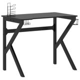 vidaXL Gaming bureau met K-vormige poten, zwart, 90x60x75 cm