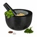 Relaxdays vijzel met stamper - graniet - Ø 20 cm - gepolijst - 750 ml - voor kruiden - donkergrijs