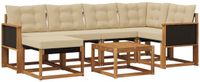 vidaXL Hoek loungeset 6 zitplaatsen Acacia hout Natuurlijk en beige