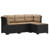vidaXL 4-Zitter Tuin Sofa met Kussens Rattan Look PP Antraciet