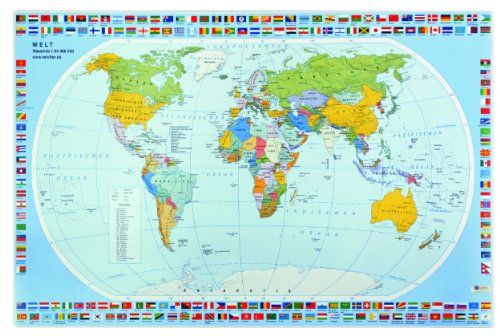 VELOFLEX 4671000 - Bureauonderlegger wereldkaart, 40 x 60 cm