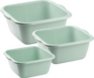 Forte Plastics Afwasbak teil - set van 3 formaten - 6 en 10 en 15 liter - mint groen - kunststof