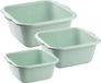 Forte Plastics Afwasbak teil - set van 3 formaten - 6 en 10 en 15 liter - mint groen - kunststof