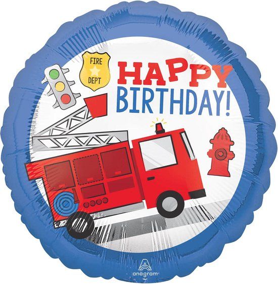Amscan Folieballon Brandweer Junior 43 Cm - Blauw