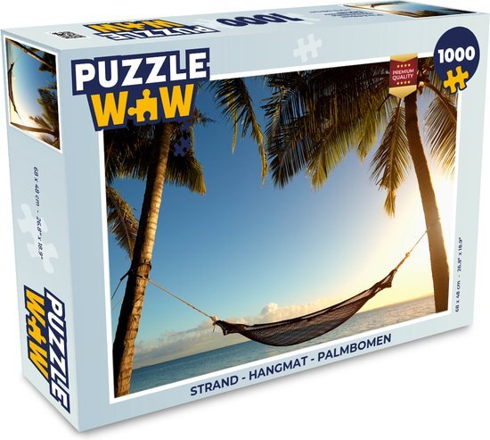 MuchoWow Puzzel Strand - Hangmat - Palmbomen - Legpuzzel - Puzzel 1000 stukjes volwassenen