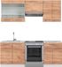 Vicco Fame-Line Unité de cuisine complète – 200 cm, marbre WB chêne doré/blanc