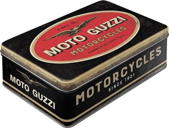 Moto Guzzi Tinnen Blik Plat - Zwart/Rood - Rechthoekig