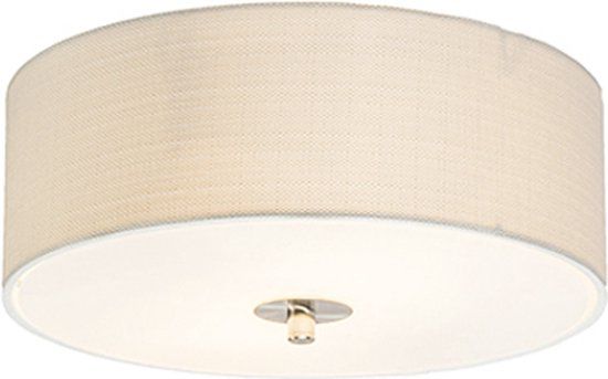 QAZQA Drum Jute Plafondlamp - Wit - Ø 30 cm - 2 Lichts