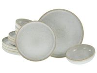 CreaTable, 23715, Serie Uno Vintage Offwhite, 12-delige serviesset voor 4 personen, bordenset van aardewerk, vaatwasser- en magnetronbestendig, Made in Portugal