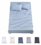 Todocama 4-delige beddengoedset, 3001, hoeslaken, 2 kussenslopen 50 x 80 cm, (bed 90 x 190/200 cm, lichtblauw)