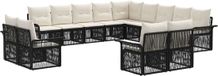 vidaXL Tuinbank - Set - 13-st - Zwart en Crèmewit - Polyrattan