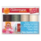 Gütermann Allesnaaier-set waterafstotend 4 x 100 m, kleur 02 grijs/crème