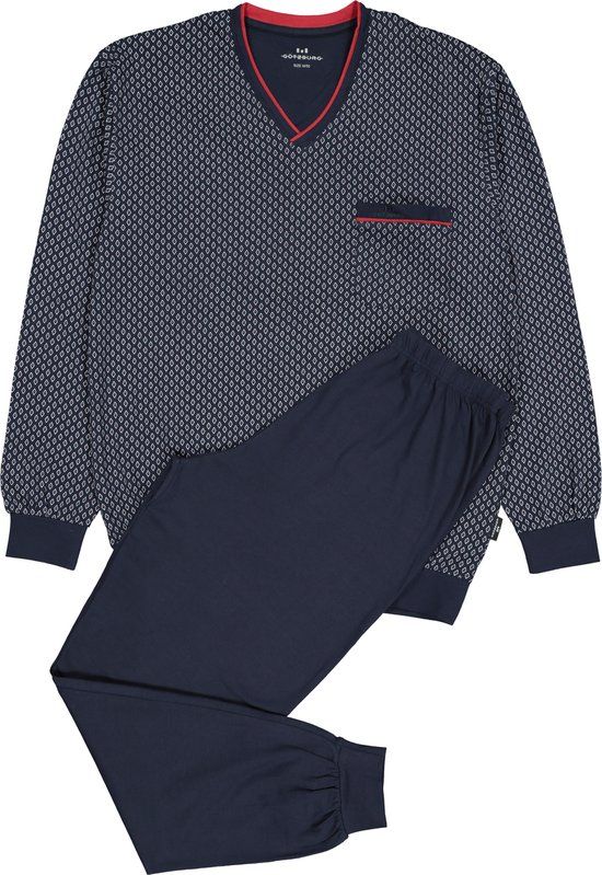 Götzburg Gotzburg Heren Pyjama - Manhattan - Blauw - Katoen - Lange Mouw - Maat 62