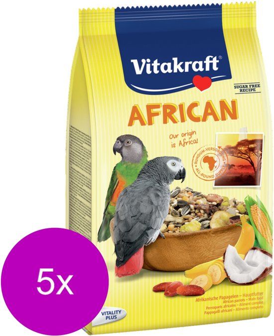 VITAKRAFT African Papegaaienvoer - Vogelvoer - 5 x 750 g