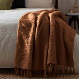 Yard relaxed Living Yard Candar Boucle-plaid met textuur, gember