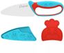 Chefclub Kids Kinderkeukenmes - Veilig snijmes met vingerbeschermer - Roestvrij staal - Blauw/Rood - 3 Stuks
