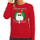 Bellatio Decorations Foute Kersttrui / sweater - Ask your mom I am real - rood voor dames - kerstkleding / kerst outfit L