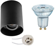 Osram Voordeelset - Opbouwspot Set - Parathom PAR16 930 36D - Pragmi Luxina Pro - GU10 Fitting - Dimbaar - Opbouw Rond - Mat Zwart - 3.7W - Warm Wit 3000K - Verdiept - Kantelbaar - Ã˜90mm