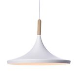 Armatuur Lussiol Armatuur Birgit, hanglamp metaal/hout, 40 W, wit/naturel, Ø 36 x H 26 cm