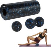 Rebel Active Serie - Massage Accessoire Set - Roller - Duoball - Zwart/Blauw