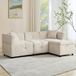 Canapé d'angle en L 3 places modulable 204x126 cm, avec pouf de rangement indépendant et 2 coussins inclus, tissu chenille confortable