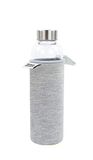 YOKO DESIGN Glass Bottle Glass 500 ml met grijze neopreen zak