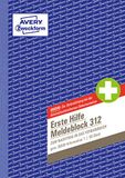 AVERY Zweckform 312 EHBO-meldblok conform DGUV-informatie 204-020 (A5, 50 origineel, verbandboek voor documentatie van ongevallen/bijwerkingen in het bedrijf, getest door rechtsexperts).