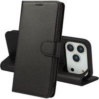 Phonillico® Zwarte Wallet Hoes voor iPhone 17 PRO - Magnetische Flipcover met Kaartvak