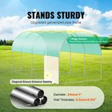 Latios Tunnelkas - Serre de jardin - 4,4 x 1,9 x 1,9 m - Cadre en acier galvanisé - Film PE - Porte enroulable avec fermeture éclair - 8 fenêtres de ventilation - Vert