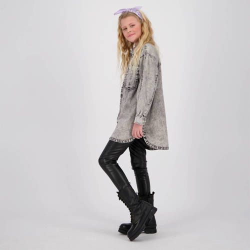 Vingino Sania - High Waist Slim Fit Broek - Zwart