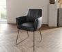 DELIFE Fauteuil Xana-Flex avec accoudoir, piètement luge, cuir véritable noir, ressorts ensachés