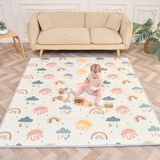 Babykruipmat, opvouwbaar, dik, omkeerbaar, 150 x 180 x 1 cm, speelvloer voor kinderen en baby's, XXL vloermat van schuim, motoriekmat bevordert de sensorische ontwikkeling, cadeau voor geboorte van