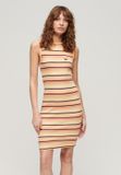 Superdry Geribde, Aansluitende Midi-jurk Dames Jurken Varsity Orange Stripe