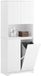 SoBuy BZR150-W Armoire de salle de bain haute avec panier à linge, armoire de salle de bain avec portes, 2 paniers à linge amovibles, étagères réglables, compartiments