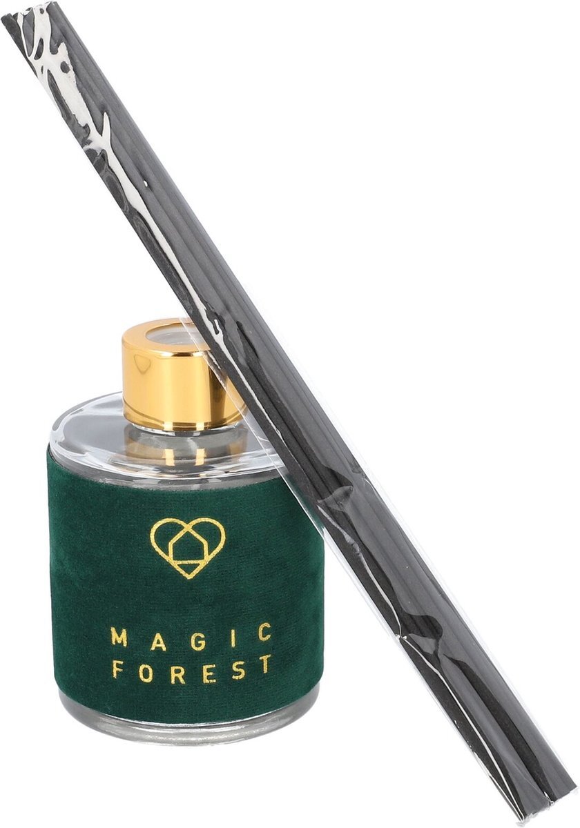 HOMLA Eternal kamergeur Magic Forest - luchtverfrisser geurstokjes aroma diffuser - decoratieve glazen fles zwarte staafjes Fragrance 0,1 l