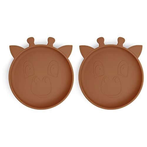 nuuroo - Akila Silicone Plate 2-pack Giraffe - Caramel Café