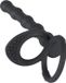 Black Velvets – Siliconen Cock en Ball Ring met Stevige Anale Kralen voor Dubbele Penetratie – 19 cm – Zwart