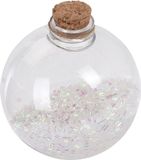 Merkloos / Sans marque Koopman International 6x Transparante fles kerstballen met witte glitters 8 cm