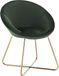 Fauteuil – Vert foncé – Velours – Cadre métallique – Accoudoirs – Profondeur d'assise 44 cm – Siège individuel – 1 pièce