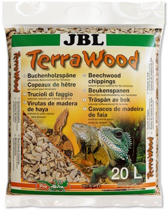 JBL TerraWood natuurlijke beukenhoutsnippers bodembedekking voor droge en semi-droge terraria 20 Liter