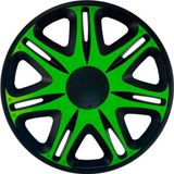 4-Delige J-Tec Wieldoppen 16 inch Nascar zwart/groen