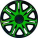 4-Delige J-Tec Wieldoppen 16 inch Nascar zwart/groen